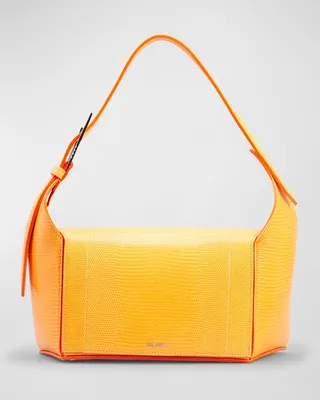 7.7 Lizard-Embossed Flap Shoulder Bag