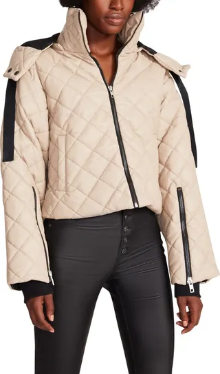 Hayle Quilted Faux Leather Puffer Jacket
