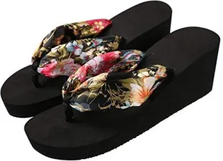 Aerusi Saki Floral Wedge Flip Flop Sandals