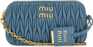 Miu Miu Matelassé Logo Plaque Mini Shoulder Bag