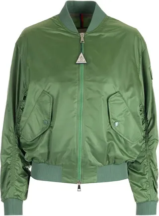 Logo Patch Zipped Bomber Jacket
