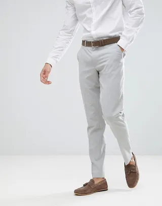ASOS DESIGN skinny suit pants in ice gray