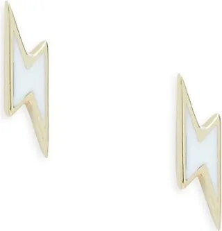 14K Yellow Gold & Enamel Lightning Bolt Stud Earrings