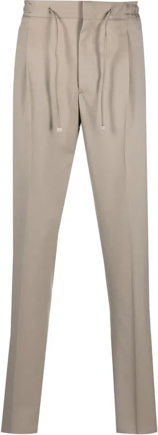 Drawstring-Fastening Straight-Leg Trousers