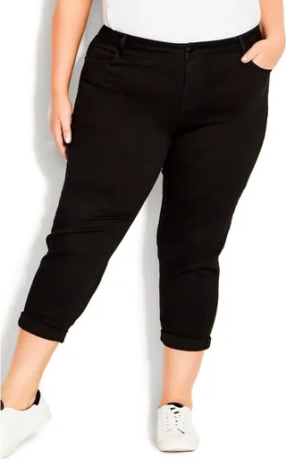 AVENUE | Women's Plus Size Girlfriend Stretch Jean Black - tall - 26W