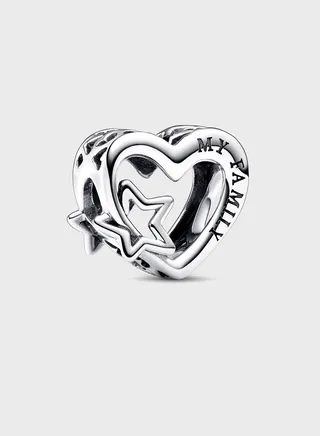 Openwork Family Heart & Star Charm