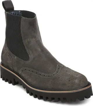 Suede Wingtip Chelsea Lug Sole Boot