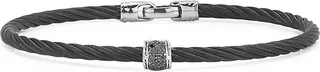 Black Diamond 18K White Gold Single Cable Bracelet