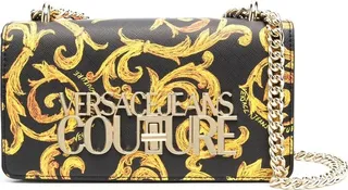 Logo-Plaque Printed Shoulder Bag