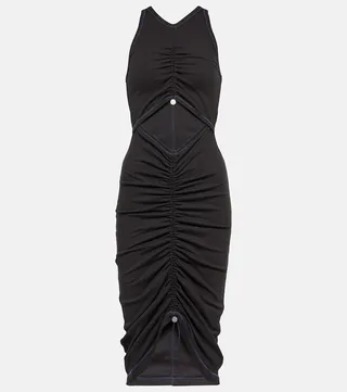 Drawstring cotton jersey midi dress
