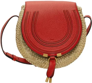 Chloé Red & Beige Small Marcie Saddle Bag
