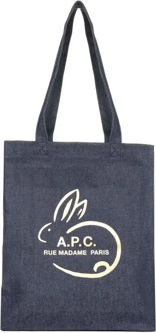 A.P.C. Logo Printed Denim Tote Bag