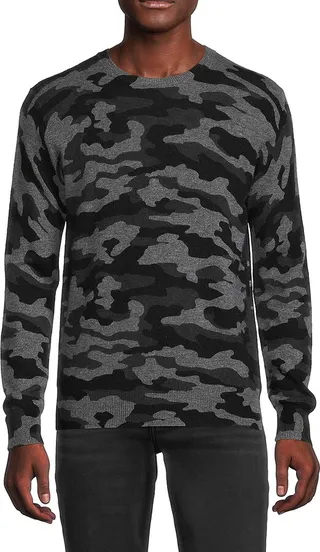 Cashmere Blend Camo Crew