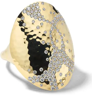 18kt yellow gold diamond Stardust crinkled teardrop ring