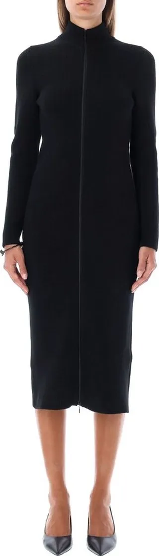 Loewe Zip-Up Funnel Neck Knitted Midi Dress