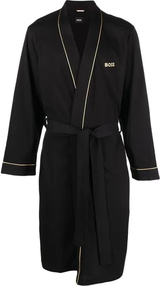Embroidered-Logo Tie-Waist Robe