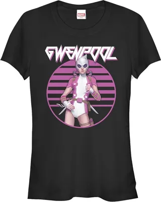 Junior's Marvel Gwenpool Retro Circle T-Shirt - Black - Small