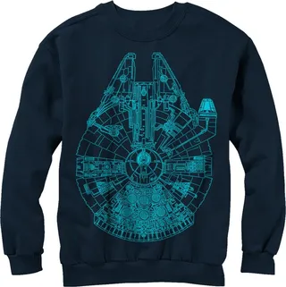 Men's Star Wars Millennium Falcon Outline Sweatshirt - Navy Blue - 2X Large