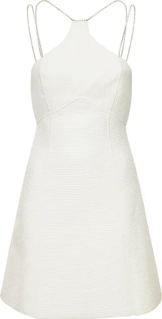 Ottoman jersey crystal straps mini dress