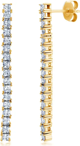 Cubic Zirconia Linear Drop Earrings