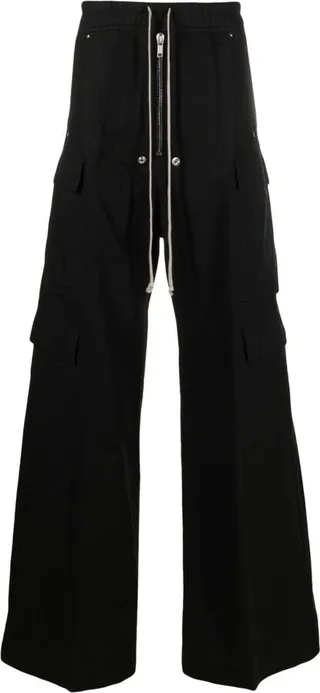 Black Drawstring Wide-Leg Trousers