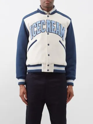 Logo-appliqué Faux Leather And Felt Varsity Jacket