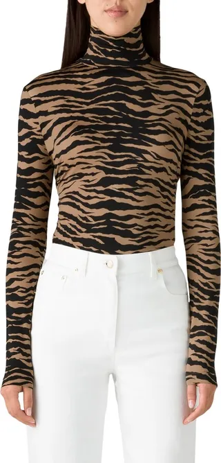 Nuda Tiger Print Turtleneck Top