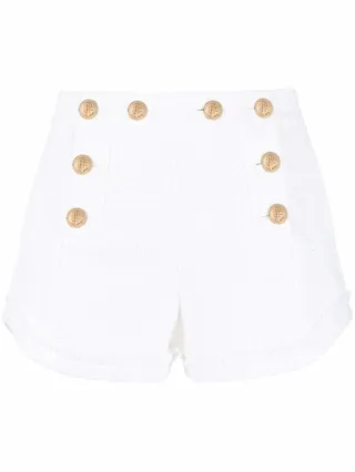 High-Waisted Tweed Shorts