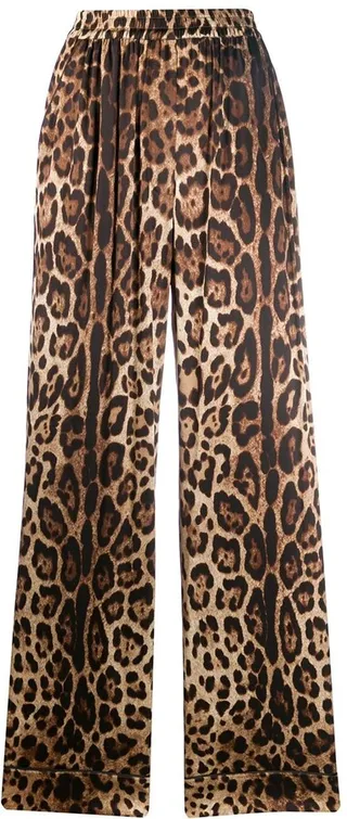 Leopard-Print Straight Trousers