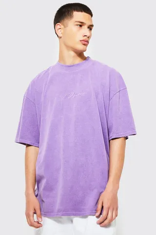 Oversized Overdye Man Signature T-shirt