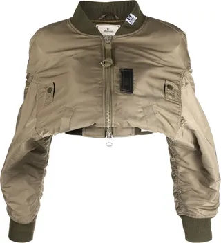 Ruched Cropped Bomber Jacket