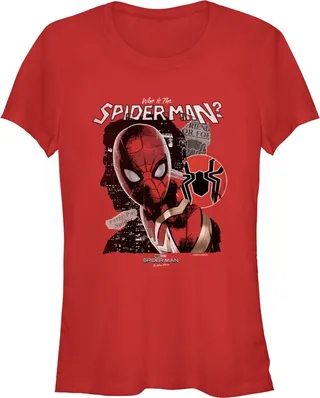 Junior's Marvel Spider-Man: No Way Home Who is the Spider-Man T-Shirt - Red - X Large