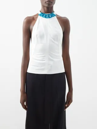 Chain-link Woven Halterneck Top