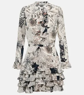 Floral silk crepe de chine minidress