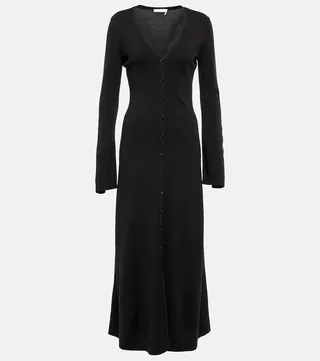 Button-down wool maxi dress