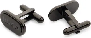 Oval cufflinks with engraved logo