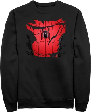 Men's Marvel Spiderman: No Way Home Ripped Costume Sweatshirt - Black - 3X Large