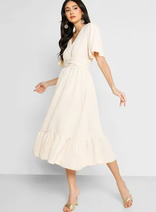 Corset Cinched Waist Detail Fit & Flare Dress