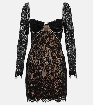 Embellished lace minidress