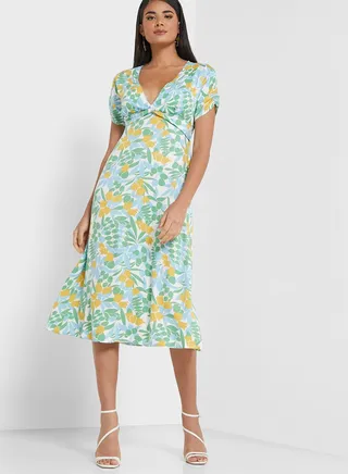 Printed Plunge Dress