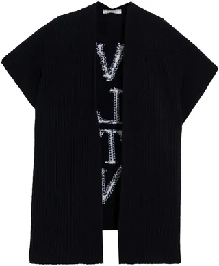 Intarsia ribbed wool cape