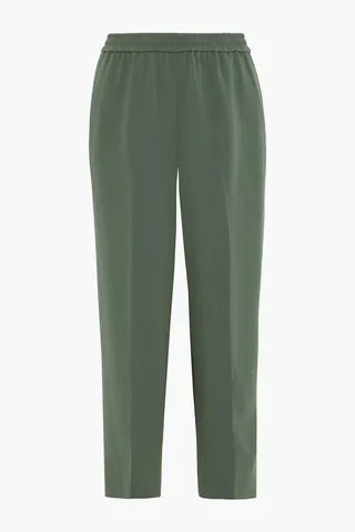 Cropped stretch-crepe wide-leg pants