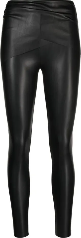 High-Waisted Polished-Finish Trousers