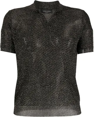 Metallic Knitted Polo Shirt