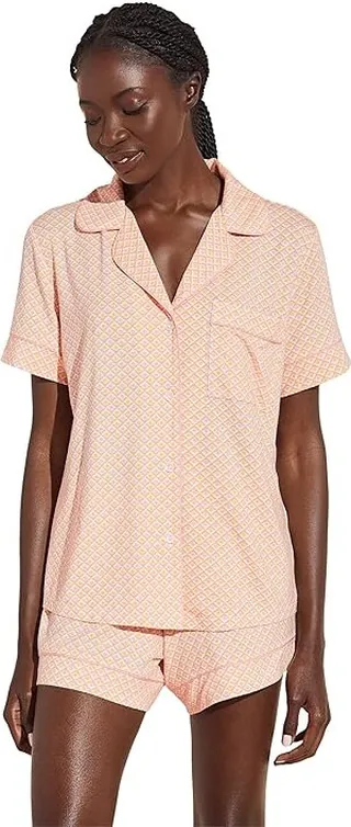 Eberjey Gisele Printed - The Relaxed Short PJ Set (Geo Tile Rose Cloud) Women's Pajama Sets