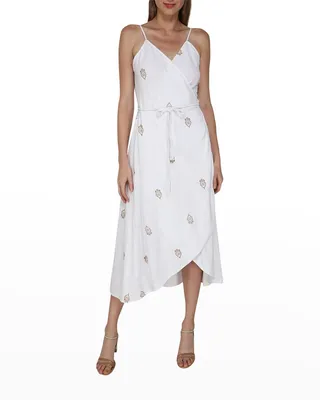 Gazebo Belted Terry Midi Wrap Dress