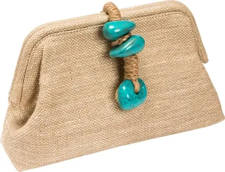 Serena Uziyel - Petra Natural & Turquoise Linen Bag