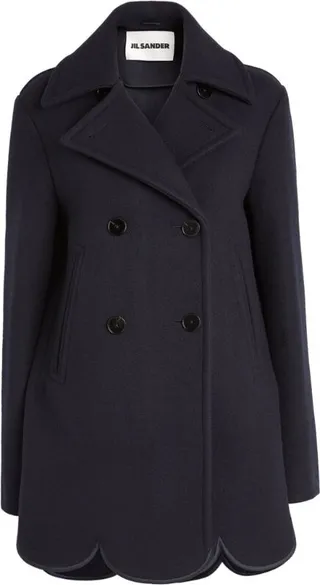 Jil Sander Wool Scalloped-Hem Coat