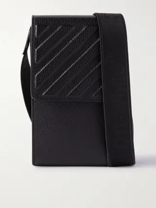 Logo-Print Full-Grain Leather Phone Case