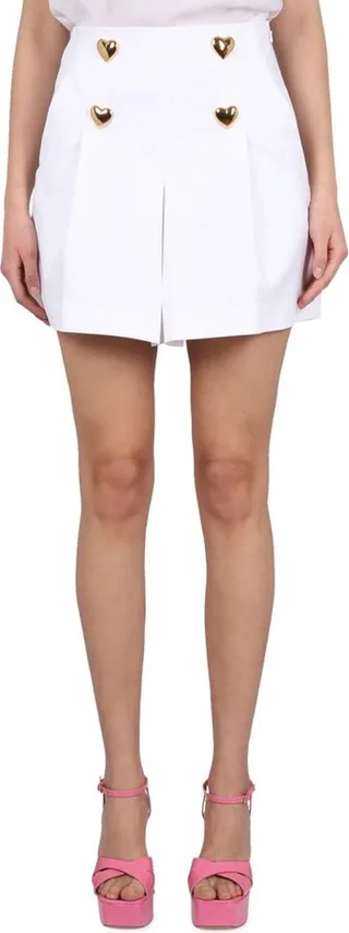 Moschino Heart-Shaped Button Detailed Flared Shorts